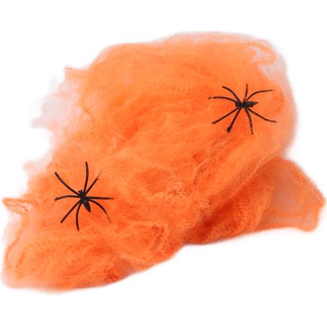 Toile d'araignée Halloween 5 pièces pour décoration effrayante intérieur et extérieur orange