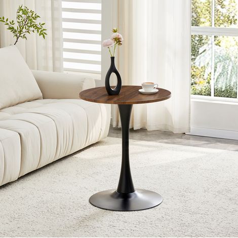 Table ronde Mid-Century noyer noir en MDF métal OKMYHOME (1/5)
