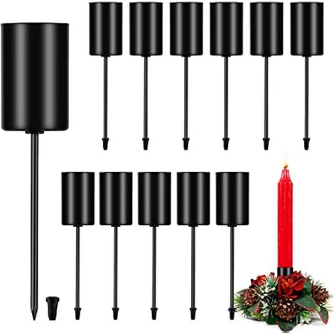 Vegena Lot de 12 Bougeoir pour Bougies de l'Avent, Chandeliers en Fer Bougeoir en Métal Noir, Bougeoir pour Bougies Pilier pour Décorer des Couronnes Guirlande de l'Avent Décoration de Noël (1/5)