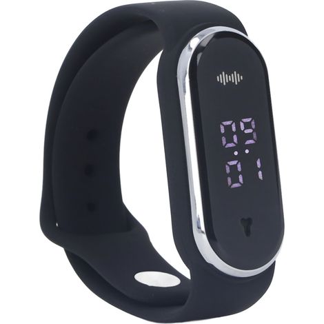 Bracelet anti-moustiques ultrasonique pour sport extérieur, femme enceinte et enfant, horloge intégrée, rechargeable USB (batterie intégrée incluse), version standard M21, noir (1/5)