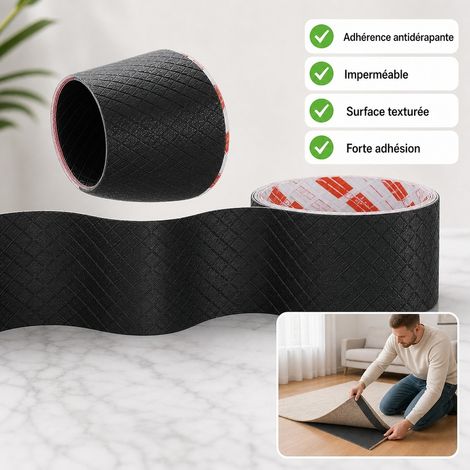 Ruban Anti-derapant Caoutchouc 4 cm x 5 m Noir - Bande Autocollante Diamant pour Tapis Sol (1/5)