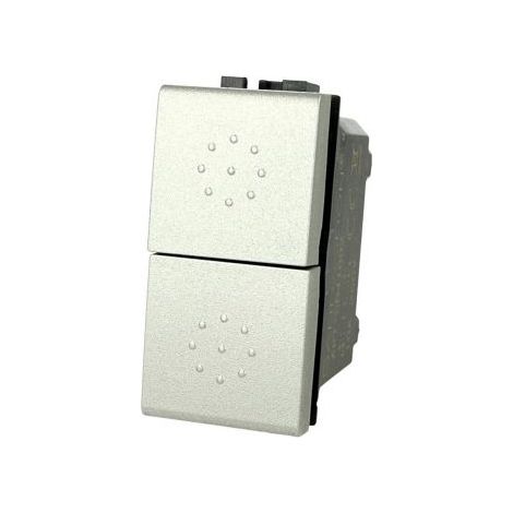 Pulsante Doppio Saliscendi Persiane Tapparele 1P+1P Silver Argento Tech Compatibile con Bticino Living SD41002T (1/3)