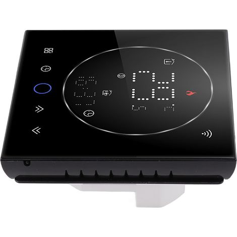 Programmierbarer WLAN-Thermostat mit Farb-Touchscreen für Heizkessel (Netzspannung 95–240 V), Schwarz (1/5)