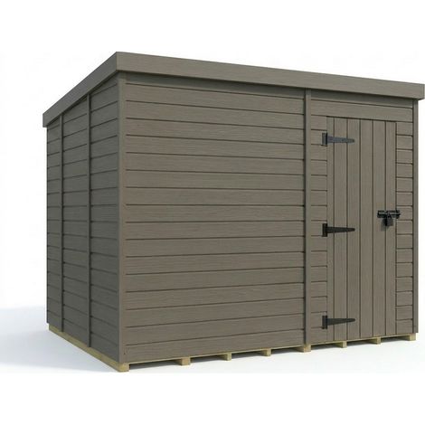 10ft x 9ft Composite Pent Garden Shed Single Door No Windows - Composite - L305 x W274 x H210 cm - Grey