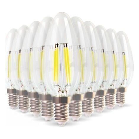 TAISHENGDA-Lot de 10 Ampoules LED E14 Flamme Filament 4w Eq 40W blanc chaud 2700K (1/5)