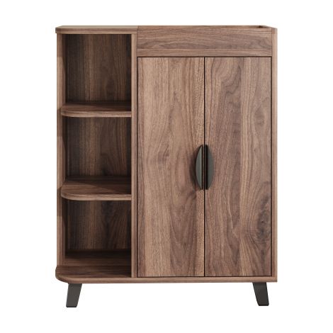 Range-chaussures étroit aspect bois pour entrée petit appartement