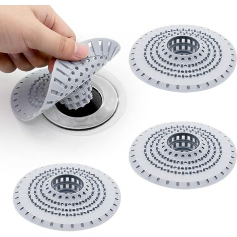 Filtro di scarico in silicone da 4 pezzi con ventosa, filtro per capelli da doccia, trappola per capelli da doccia, coperchio per scarico doccia, filtro per capelli da doccia, filtro per capelli (1/5)