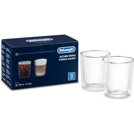 De'Longhi DLSC318 Lot de verres thermiques en verre à double paroi résistant en borosilicate