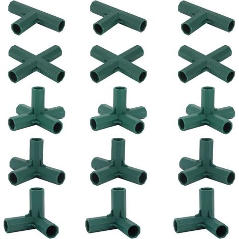 Lot de 15 Connecteurs De Cadre De Serre, Connecteurs d'angle pour Cadre De Jardin Tige d'hélice de 16 mm 4 Types de Support Stable Robuste pour Serre (1/5)