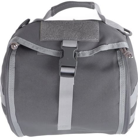 Sacoche de casque d'extérieur en nylon imperméable, pour moto, vélo, camping et randonnée, grise. Idéale pour le camping et la randonnée. (1/2)