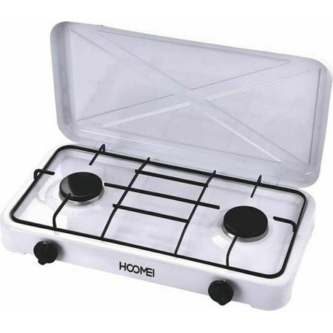 TrAdE Shop Traesio - Cucina A Gas Fornello Piano Cottura Doppio 2 Fuochi Per Uso Interno Ed Esterno - (1/4)