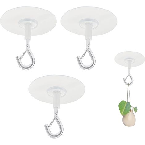 Lot de 3 crochets de plafond adhésifs très résistants pour suspendre des plantes, des mangeoires à oiseaux, des carillons éoliens, des lanternes, des jardinières, une décoration extérieure (1/5)