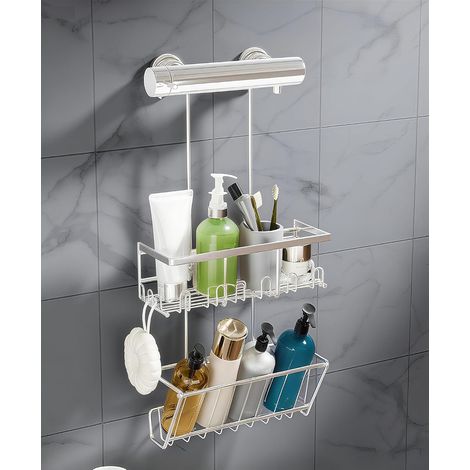 Étagère de douche sans perçage, Etagere douche a ruban LED, haute performance, blanc naturel (1/5)