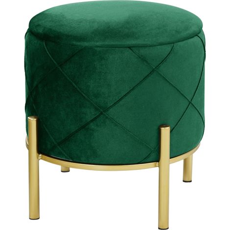 Pouf a scomparto rotonda in velluto trapuntato AKORD SAVANA colore Verde bottiglia (1/5)