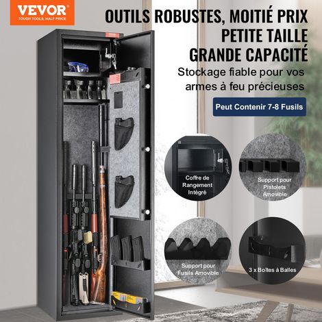 Armoire à 6 Fusils, Coffre-Fort pour Armes à Feu avec 2 Façons de Verrouillage Clavier Numérique et Clés, avec Casier Intégré et Ét… (1/5)