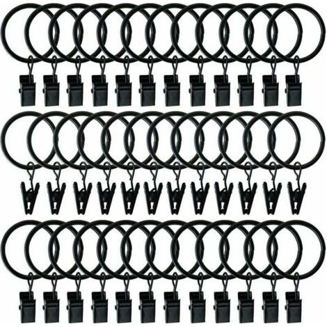 40 Pcs Rideau Crochets Anneaux de Douche Crochets décoratifs de Rideau de Douche Glissement Crochets (Black)