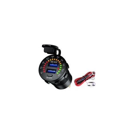 Prise De Chargeur De Voiture USB Quick Charge 3.0 12V / 24V 36W, Double Prise De Chargeur Rapide USB QC3.0 Double, Convient Aux Navires, Navires, Motos, Camions, Voiturettes De Golf (1/5)