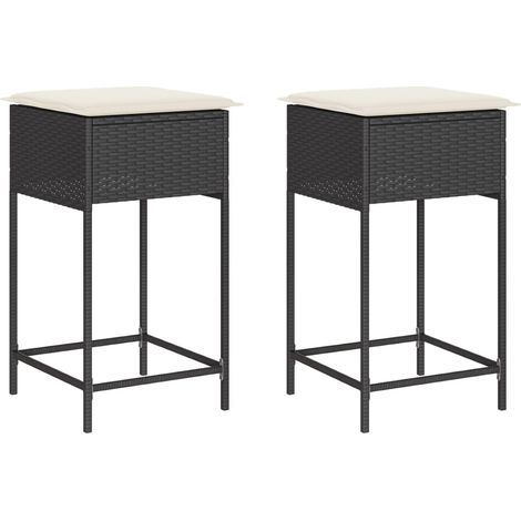 Maison Exclusive - Garten-Barhocker mit Kissen 2 Stk. Schwarz Pol