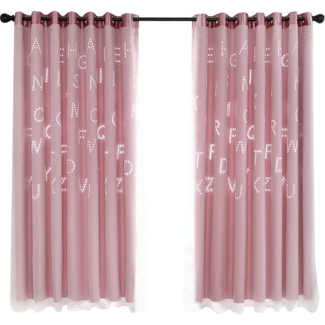 Rideau Obscurcissant - Double Couche - Rose - Pour Chambre À Coucher - 140 X 250 Cm - Lot De 2 (1/5)