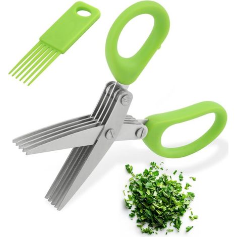 Ciseaux À Herbes - 5 Lames En Acier Inoxydable - Pour Ciboulette Persil Basilic Ail - 1 Pièce (1/4)