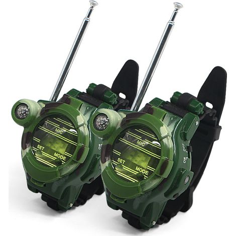 Lot de 2 montres talkies-walkies pour enfants, radio bidirectionnelle longue portée, camouflage