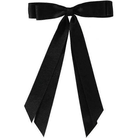 Pince à cheveux à nœud papillon, design double couche, satin lisse, décoration nœud papillon, couleur unie.-Black (1/5)