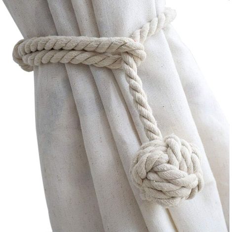 4er-Pack Vorhang-Raffhalter – Robuster Vorhang-Raffhalter aus Seil, handgefertigte, ländliche dekorative Vorhanghalter (Beige)