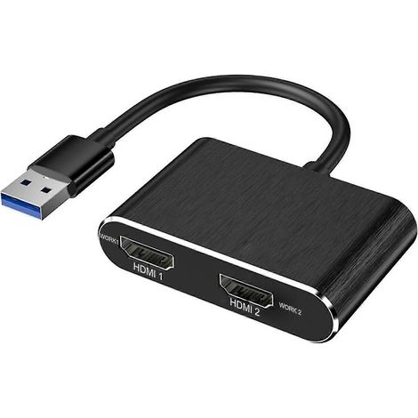 Adaptateur d'affichage externe double HDMI pour PC Windows, convertisseur vidéo USB 3.0 avec prise en charge de deux écrans (1/4)