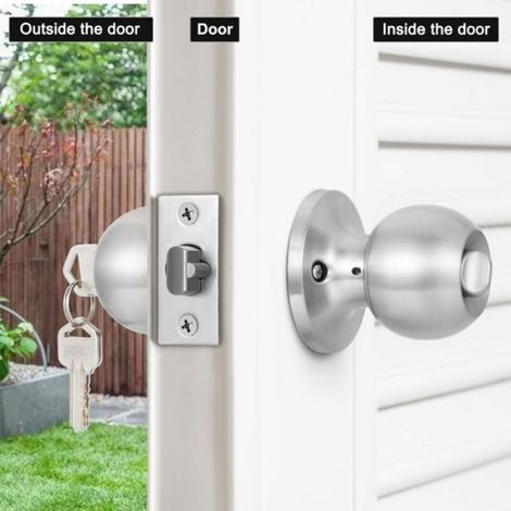 Bouton De Porte - Serrure Intégrée Avec Clé - Poignée Ronde - Pour Porte D'Entrée - 1 Pièce (1/5)