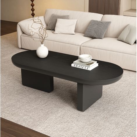 Tavolino da salotto ovale 119,7 x 49,8 x 35,5 cm in MDF nero HAVRYA (1/5)