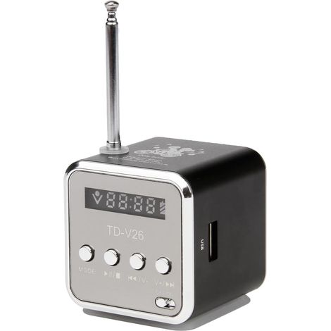 Mini haut-parleur Bluetooth, radio FM portable, portable, USB, carte SD, TF, lecteur audio MP3 (noir) (1/5)