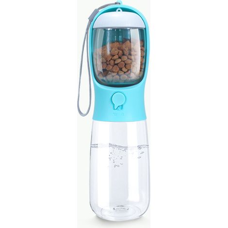 Borraccia per cani, borraccia da viaggio per cani da 600 ml, distributore d'acqua multifunzionale per esterni per cani e gatti con contenitore per alimenti da 100 g e sacchetto per escrementi