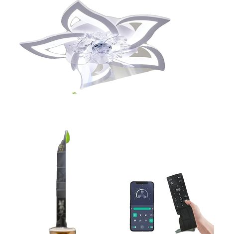 Ventilador de techo, mando a distancia, iluminación regulable, blanco. (1/2)