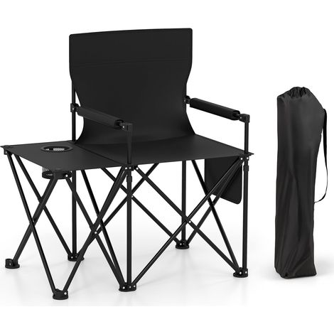 2er-Set faltbare Campingstühle mit Beistelltisch und Getränkehalter