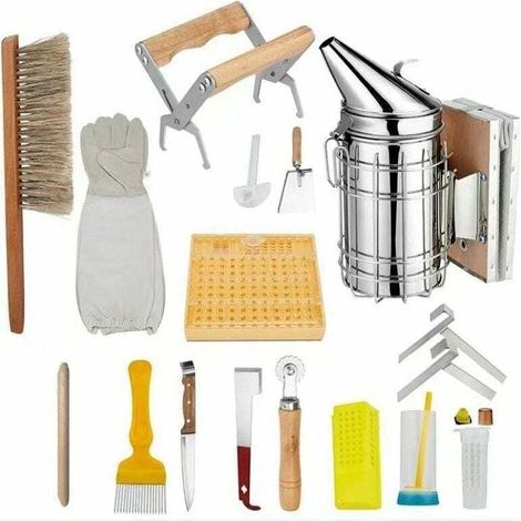 Matériel d'apiculture,Ensemble d'outils d'apiculture, ensemble de 15, équipement d'apiculture pour apiculteurs professionnels et débutants (1/4)
