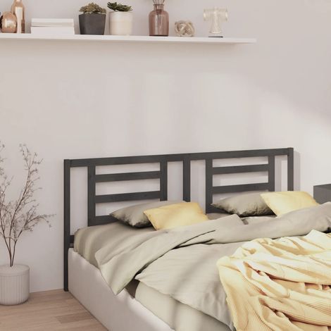 Bed Headboard  Grey  Solid pine wood  206 cm wide  Durable vidaXL (1/5)