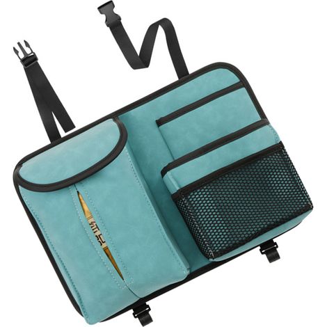 Sacoche de Rangement Dossier Siège Auto Organisateur Suspendu en Cuir PU avec Crochets Porte-Mouchoirs Bleu (1/5)