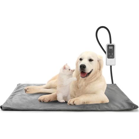 Tapis Chauffant Électrique pour Chien et Chat - 40 x 70 cm Coussin/Couverture Chauffante avec Minuterie Auto Off,6 Niveaux de Température Réglable, Câble Anti-Morsure,Housse Flanelle Lavable (1/5)