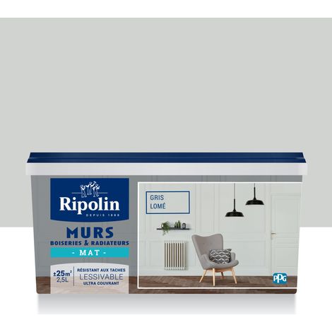 Peinture Murs, Boiseries, Radiateurs RIPOLIN Mat Gris lomé 2,5 L