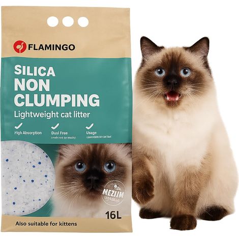 Litière pour chat Silice Granulés de tailles intermédiaire - Medium 16L - Convient également aux chatons - Absorbe rapidement (1/4)