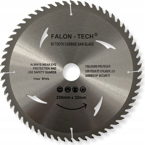 Lama per sega Falon-Tech 250x32 mm 60T in metallo duro per legno e tavole