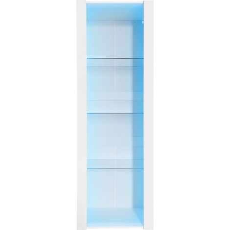 Vitrina alta blanca brillo con LED y 3 estantes de cristal 55 x 38 x 166 cm (1/5)