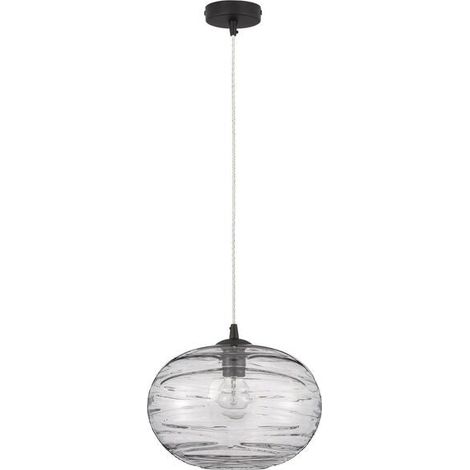[GEBRAUCHT] B-Ware Nova Luce Pendelleuchte Hängeleuchte EVLEEN E27 LED Schwarz dimmbar Glas Ø 30 cm (1/2)