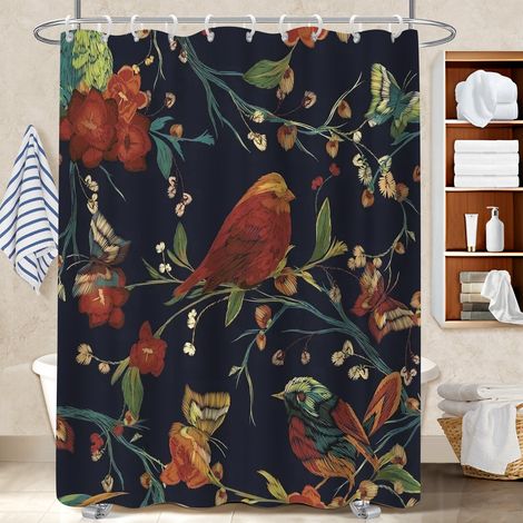 Kit rideau de douche en polyester 180x180 design bâche polyester douche pour un printemps fleuri dans la salle de bain (1/5)