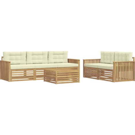 Outdoor Sofa Set 6 pcs White and Cream vidaXL (1/5)