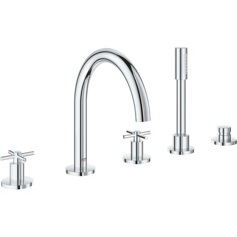 Combinaison de baignoire Grohe Atrio à 5 trous, 2 consommateurs, poignées en croix, Coloris: chrome - 19923003 (1/4)