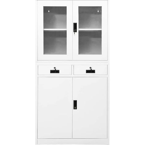 Maison Exclusive - Armadio per Ufficio Bianco 90x40x180 cm in Acciaio e Vetro (1/5)