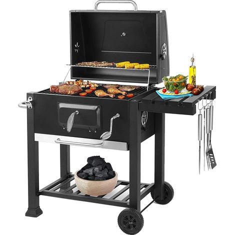 Gril à charbon de bois, surface principale de grillage de 375 pouces carrés, grille de chauffage de 203 pouces carrés, évents réglables, dispositif de sécurité contre les flammes, finition en poudre (1/5)