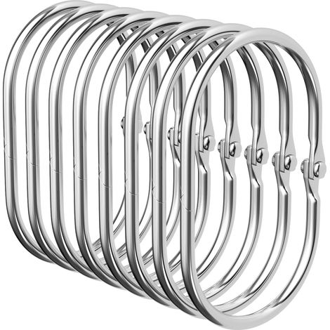 Lot de 12 - Anneau de rideau - Crochet de douche - Design fermé antichute et antirouille pour tringle standard Salle de bain Chromé 3,5x5,0cm