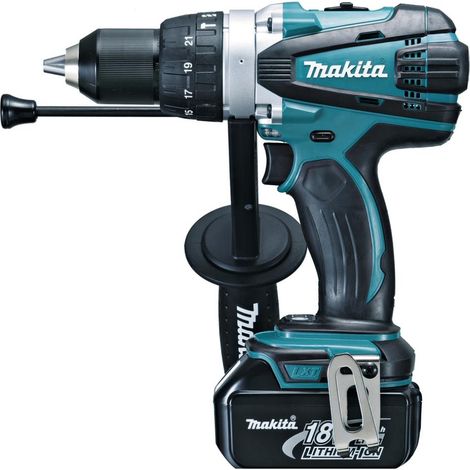 Taladro percutor sin escobillas 18V MAKITA + 2 baterias Li-Ion 5Ah + cargador + maletin Makpac - DHP458RTJ